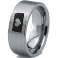 thumbnail image 1 of Tungsten Kansas Sunflower State Heart Band Ring 8mm Men Women Comfort Fit Gray Flat Cut Brushed Polished, 1 of 4