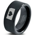 thumbnail image 1 of Tungsten Kansas Sunflower State Heart Band Ring 9mm Men Women Comfort Fit Black Flat Cut Brushed Polished, 1 of 4