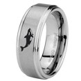 thumbnail image 1 of Tungsten Keller Whale 8mm Brushed Gray Step Edges Men Ring, 1 of 2