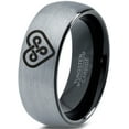 thumbnail image 1 of Tungsten Keltic Celtic Knot Heart Shape Band Ring 8mm Men Women Comfort Fit Black Dome Brushed Gray Polished, 1 of 4