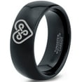 thumbnail image 1 of Tungsten Keltic Celtic Knot Heart Shape Band Ring 8mm Men Women Comfort Fit Black Dome Polished, 1 of 4