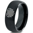 thumbnail image 1 of Tungsten Keltic Celtic Many Knots Heart Shape Band Ring 8mm Men Women Comfort Fit Black Dome Brushed Polished, 1 of 4