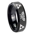 thumbnail image 1 of Tungsten Legend of Zelda 8mm Glossy Black Polished Beveled Edges Men Ring, 1 of 2