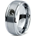 thumbnail image 1 of Tungsten Legendary Mythical Unicorn Band Ring 8mm Men Women Comfort Fit Gray Step Bevel Edge Brushed Polished, 1 of 4