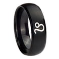 thumbnail image 1 of Tungsten Leo Zodiac 8mm Brushed Black Dome Polished Men Ring, 1 of 2