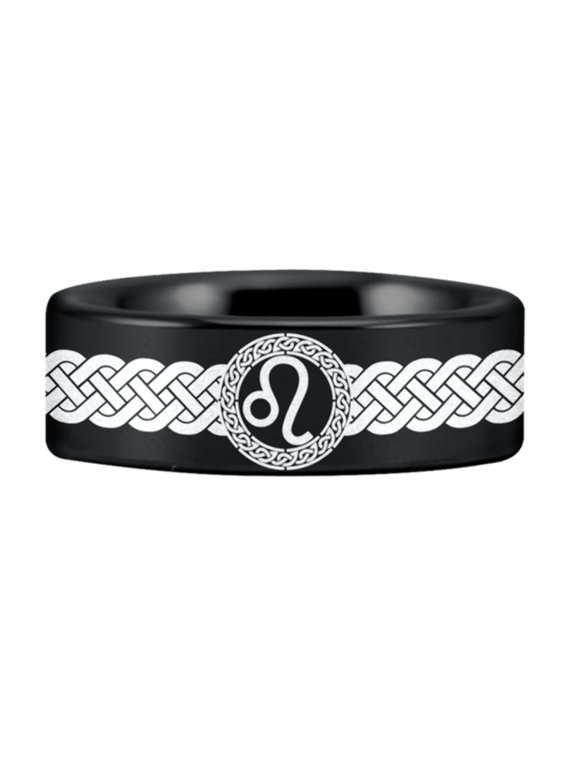 Tungsten Leo Zodiac Ring
