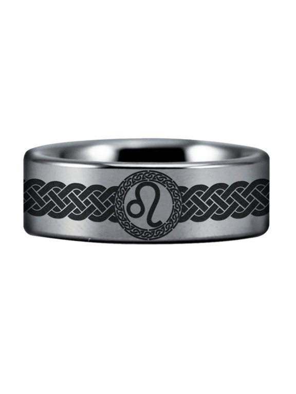 Tungsten Leo Zodiac Ring
