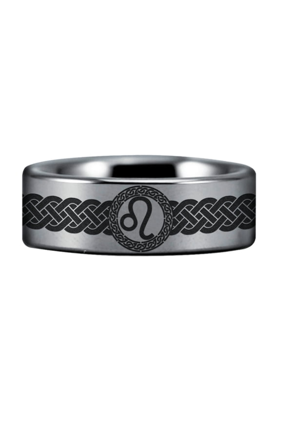 Tungsten Leo Zodiac Ring