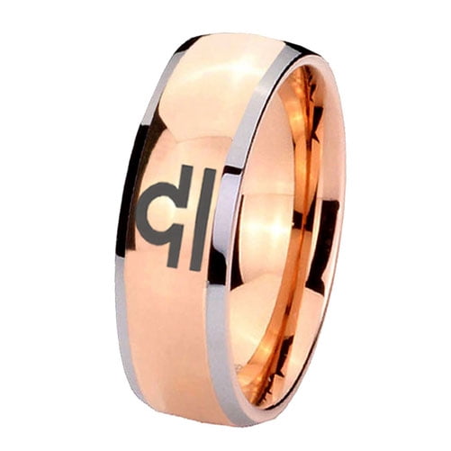 Tungsten Libra Horoscope 8mm Shinny Rose Gold Two Tone Dome Men Ring