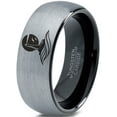 thumbnail image 1 of Tungsten Lighthouse Tower Building Structure Light Band Ring 8mm Men Women Comfort Fit Black Dome Brushed Gray Polished, 1 of 4