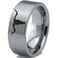 thumbnail image 1 of Tungsten Longhorn Texas Bull Horn Band Ring 8mm Men Women Comfort Fit Gray Flat Cut Brushed Polished, 1 of 4