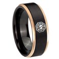 thumbnail image 1 of Tungsten Lost Dharma 8mm Black And Rose Gold Step Edges Men's Ring, 1 of 1
