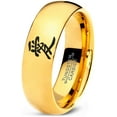 thumbnail image 1 of Tungsten Love Chinese Symbol Band Ring 7mm Men Women Comfort Fit 18k Yellow Gold Dome Polished, 1 of 4