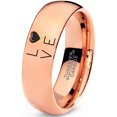 thumbnail image 1 of Tungsten Love Heart Pleasure Positive Emotions Band Ring 7mm Men Women Comfort Fit 18k Rose Gold Dome Polished, 1 of 4