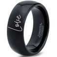 thumbnail image 1 of Tungsten Love Typography Writing Band Ring 8mm Men Women Comfort Fit Black Dome Polished, 1 of 4