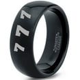 thumbnail image 1 of Tungsten Lucky Number Seven Band Ring 8mm Men Women Comfort Fit Black Dome Polished, 1 of 4