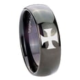 thumbnail image 1 of Tungsten Maltese Cross 8mm Glossy Black Polished Dome Men Ring, 1 of 2