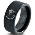 thumbnail image 1 of Tungsten Marlin Marlins Sea Animal Creature Fish Band Ring 9mm Men Women Comfort Fit Black Flat Cut Brushed Polished, 1 of 4
