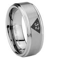 thumbnail image 1 of Tungsten Masonic 32 Triangle Design Freemason 8mm Brushed Gray Step Edges Men Ring, 1 of 2