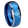 thumbnail image 1 of Tungsten Masonic 32 Triangle Freemason 8mm Shinny Blue Two Tone Dome Polished Edges Men Ring, 1 of 2