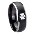 thumbnail image 1 of Tungsten Medical Alert 8mm Brushed Black 2 Tone Dome Polished Edges Men Ring, 1 of 2