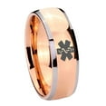 thumbnail image 1 of Tungsten Medical Alert 8mm Shinny Rose Gold Two Tone Dome Men Ring, 1 of 1