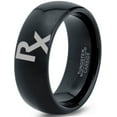 thumbnail image 1 of Tungsten Medical Prescription Pharmacy Symbol Band Ring 8mm Men Women Comfort Fit Black Dome Polished, 1 of 4
