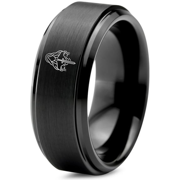 Tungsten Mens Black Wedding Band Gamer Birthday Girlfriend Gift Name Ring Jewelry for Mom