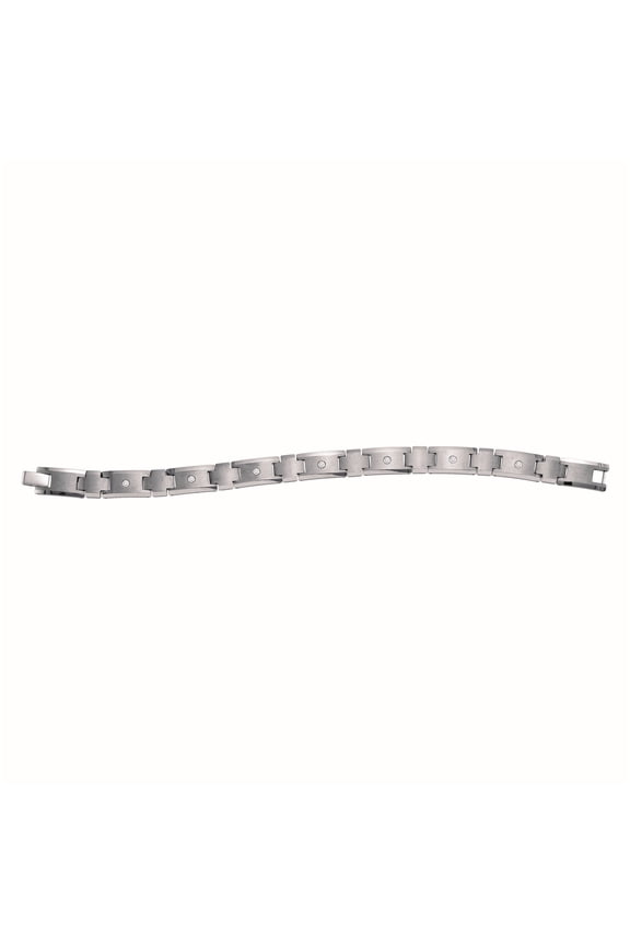 Tungsten Mens Polished & Brushed CZ Cubic Zirconia Fancy Bracelet 12mm Size 8.5 Inches