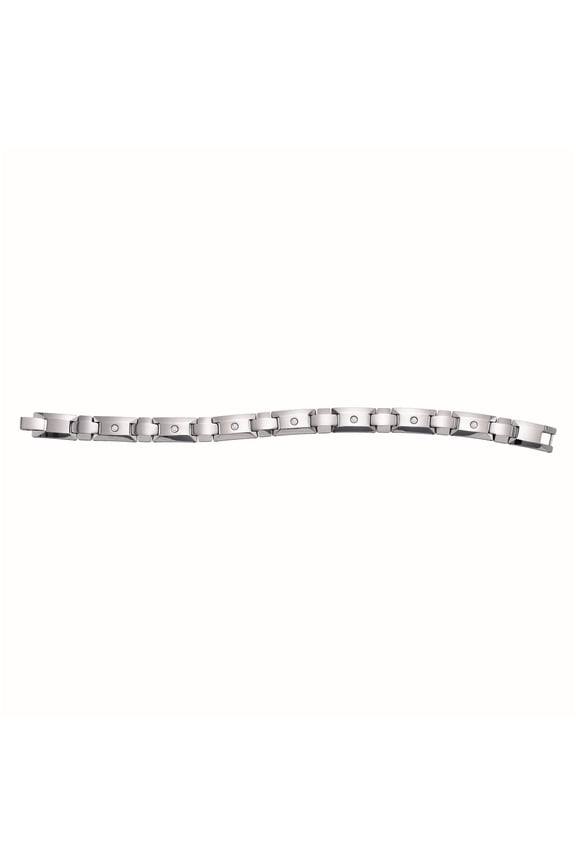 Tungsten Mens Polished CZ Cubic Zirconia Fancy Bracelet 12mm Size 8.5 Inches
