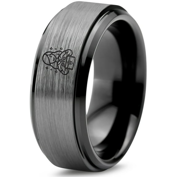 Tungsten Mens Ring Black Jewelry Gamer Couple 9 Year Anniversary Gift Mom 50th Birthday Gifts