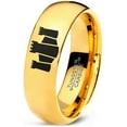 thumbnail image 1 of Tungsten Middle Ages Castle Fortress Band Ring 7mm Men Women Comfort Fit 18k Yellow Gold Dome Polished, 1 of 4