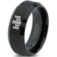 thumbnail image 1 of Tungsten Middle Ages Castle Fortress Band Ring 8mm Men Women Comfort Fit Black Beveled Edge Brushed Polished, 1 of 4