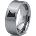 thumbnail image 1 of Tungsten Minnesota North Star State Band Ring 8mm Men Women Comfort Fit Gray Flat Cut Brushed Polished, 1 of 4