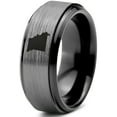 thumbnail image 1 of Tungsten Missouri Show Me State Band Ring 8mm Men Women Comfort Fit Black Step Bevel Edge Brushed Gray Polished, 1 of 4