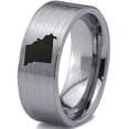 thumbnail image 1 of Tungsten Missouri Show Me State Band Ring 8mm Men Women Comfort Fit Gray Flat Cut Brushed Polished, 1 of 4