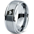 thumbnail image 1 of Tungsten Missouri Show Me State Heart Band Ring 8mm Men Women Comfort Fit Gray Step Bevel Edge Brushed Polished, 1 of 4