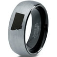 thumbnail image 1 of Tungsten Montana The Treasure State Band Ring 8mm Men Women Comfort Fit Black Dome Brushed Gray Polished, 1 of 4