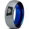 thumbnail image 1 of Tungsten Montana The Treasure State Heart Band Ring 8mm Men Women Comfort Fit Blue Dome Brushed Gray Polished, 1 of 4