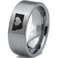 thumbnail image 1 of Tungsten Montana The Treasure State Heart Band Ring 8mm Men Women Comfort Fit Gray Flat Cut Brushed Polished, 1 of 4
