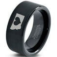 thumbnail image 1 of Tungsten Montana The Treasure State Heart Band Ring 9mm Men Women Comfort Fit Black Flat Cut Brushed Polished, 1 of 4