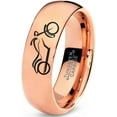 thumbnail image 1 of Tungsten Motorcycle Bike Motor Bicycle Band Ring 7mm Men Women Comfort Fit 18k Rose Gold Dome Polished, 1 of 4