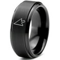 thumbnail image 1 of Tungsten Mouse Arrow Pointer Cursor Band Ring 8mm Men Women Comfort Fit Black Step Bevel Edge Brushed Polished, 1 of 4