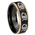 thumbnail image 1 of Tungsten Multiple CTR 8mm Black And Rose Gold Step Edges Men's Ring, 1 of 1
