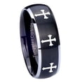 thumbnail image 1 of Tungsten Multiple Christian Cross 8mm Brushed Black 2 Tone Dome Polished Edges Men Ring, 1 of 2