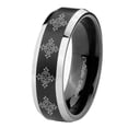 thumbnail image 1 of Tungsten Multiple Cross 8mm Brushed Black 2 Tone Beveled Edges Men Ring, 1 of 2