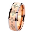 thumbnail image 1 of Tungsten Multiple Cross 8mm Shinny Rose Gold Two Tone Dome Men Ring, 1 of 2