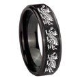 thumbnail image 1 of Tungsten Multiple Dragon 8mm Brushed Black Polished Step Edges Men Ring, 1 of 2