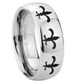 thumbnail image 1 of Tungsten Multiple Fleur De Lis 8mm Mirror Gray Polished Dome Men Ring, 1 of 2