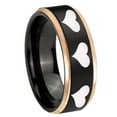 thumbnail image 1 of Tungsten Multiple Heart 8mm Black And Rose Gold Step Edges Men's Ring, 1 of 1
